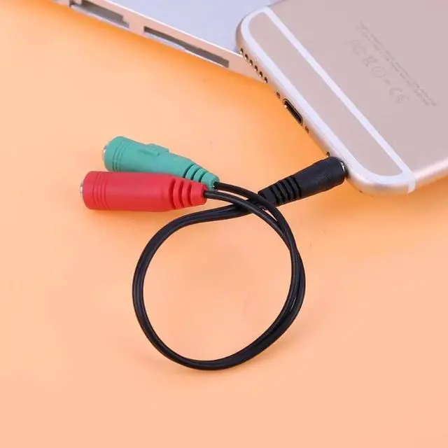 Alt view image 3 of 6 - 2Pcs 20cm 3.5mm Male to 2 Female Y Splitter Audio Extension Cable Cord Adapter for Laptop Computer Headset Microphone Phone