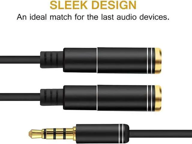 Alt view image 3 of 6 - 1Pcs HBUDS Headphone Splitter Audio Cable 3.5mm Male to 2 Female Jack Headset Adapter 4 Pole Aux Cable with Two Headphone plugs