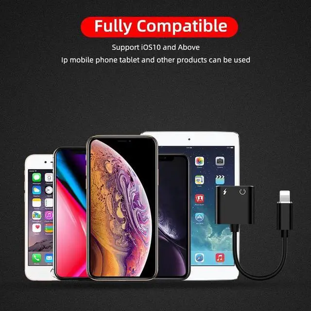 Alt view image 5 of 6 - 1Pcs 2 in 1 Aux Audio cable For 8 Pin to 3.5mm Jack Connector Earphone Headphone OTG Adapter For iPhone Xs Max Xr X 8 7 Plus Splitter