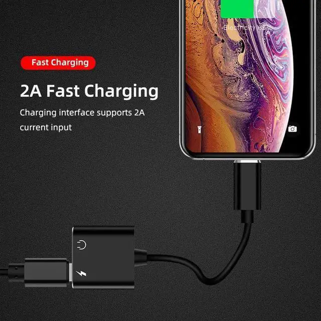 Alt view image 6 of 6 - 1Pcs 2 in 1 Aux Audio cable For 8 Pin to 3.5mm Jack Connector Earphone Headphone OTG Adapter For iPhone Xs Max Xr X 8 7 Plus Splitter