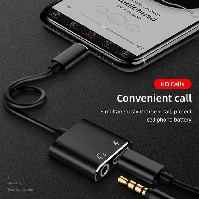 Alt view image 4 of 6 - 1Pcs 2 in 1 Aux Audio cable For 8 Pin to 3.5mm Jack Connector Earphone Headphone OTG Adapter For iPhone Xs Max Xr X 8 7 Plus Splitter