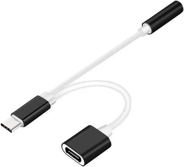 Alt view image 3 of 6 - 1Pcs For Samsung S8 2 in 1 USB Type C To 3.5mm Jack AUX Audio Splitter Converter Adapter Charge Cable