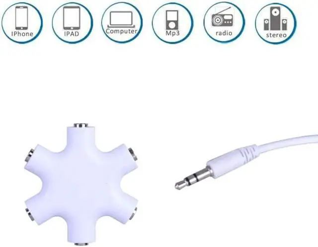 Main image of 1Pcs 3.5mm Earphone Audio Splitter Cable 6 Port 3.5mm Aux Adapter Music Sound Output Cables For Phones MP3 PC