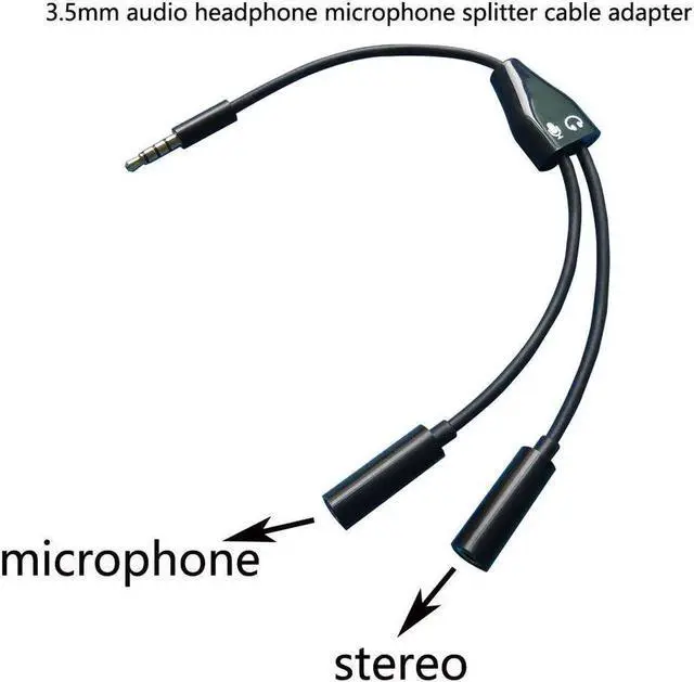 Main image of 1Pcs Dual 2 Female to Male 3.5mm Audio Headphone Microphone Splitter Cable Adapter