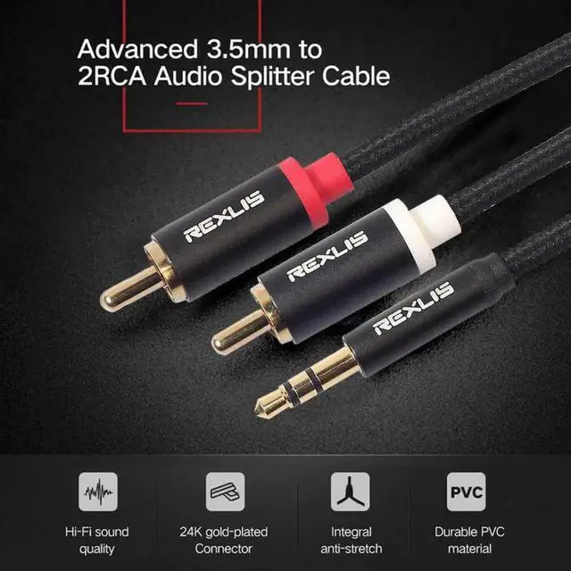 Alt view image 3 of 6 - 1Pcs 3.5mm Stereo Jack to 2RCA Audio Splitter Cable Adapter Converter for Micphone Amplifiers Headphone 1.8 m