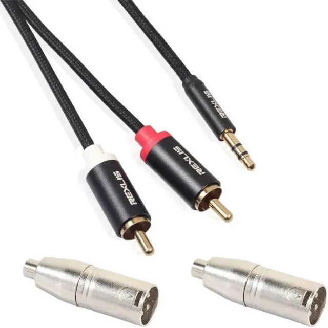 Main image of 1Pcs 3.5mm Stereo Jack to 2RCA Audio Splitter Cable Adapter Converter for Micphone Amplifiers Headphone 1.8 m