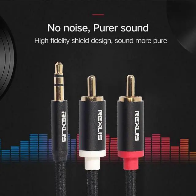 Alt view image 6 of 6 - 1Pcs 3.5mm Stereo Jack to 2RCA Audio Splitter Cable Adapter Converter for Micphone Amplifiers Headphone 1.8 m