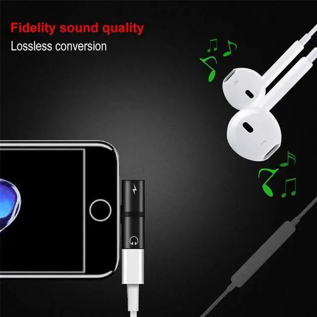 Alt view image 2 of 6 - 1Pcs 2 In 1 Dual Ports Headphone Adapter Phone Case Charger Audio Splitter 8Pin 1 To 2 Audio/Charging for Iphone X XR XS Max 7 8 Plus