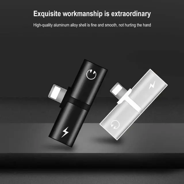 Alt view image 5 of 6 - 1Pcs 2 In 1 Dual Ports Headphone Adapter Phone Case Charger Audio Splitter 8Pin 1 To 2 Audio/Charging for Iphone X XR XS Max 7 8 Plus