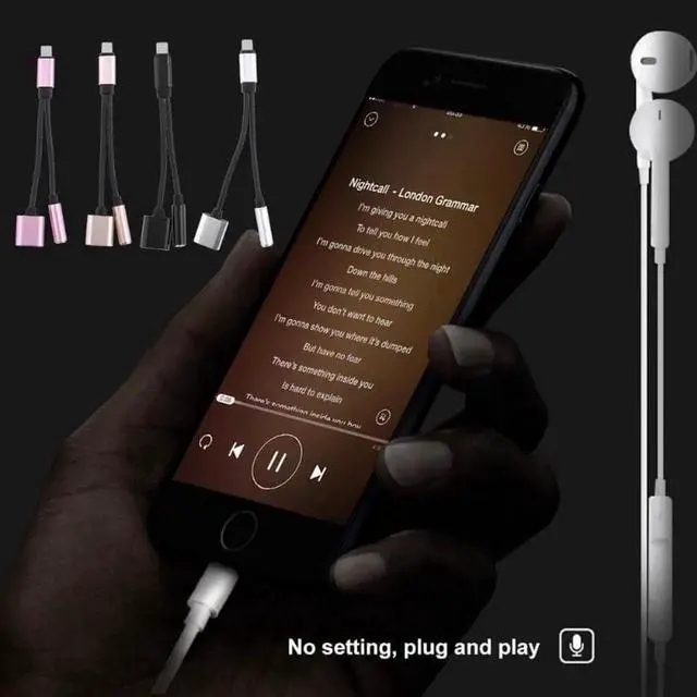 Alt view image 3 of 6 - 1Pcs For iPhone X 8 7 plus Earphone Audio Charging Adapter Splitter Cable Support Phone Call For IOS 11 Music /Calling/Charging Cable