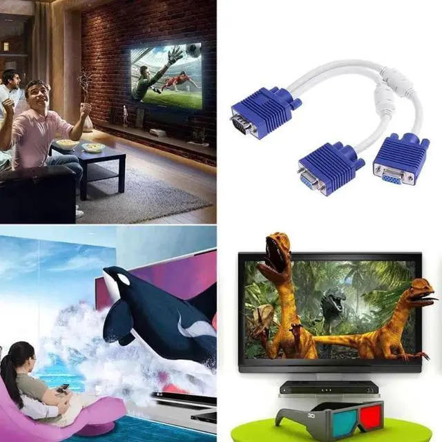 Alt view image 3 of 6 - 1Pcs Gold Plated 1080P VGA Male to Female Cable Adapter Double Magnetic Rings VGA Female Monitor Y Splitter Cable Converter