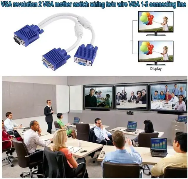 Alt view image 6 of 6 - 1Pcs Gold Plated 1080P VGA Male to Female Cable Adapter Double Magnetic Rings VGA Female Monitor Y Splitter Cable Converter