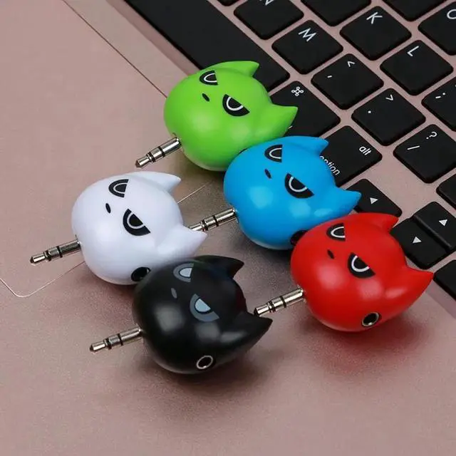 Alt view image 4 of 6 - 1Pcs Lovely Bat 1 Male to 3 Female Earphone 3.5 Jack Audio Cable Adapter Dust Plug Music Share Splitter for Apple Iphone PC MP3 MP