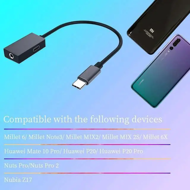 Alt view image 2 of 6 - 1Pcs Type C AUX Cable Adapter Type C to 3.5mm jack Audio Splitter USB C Earphone Adapter for Xiaomi Samsung Huawei P20 pro