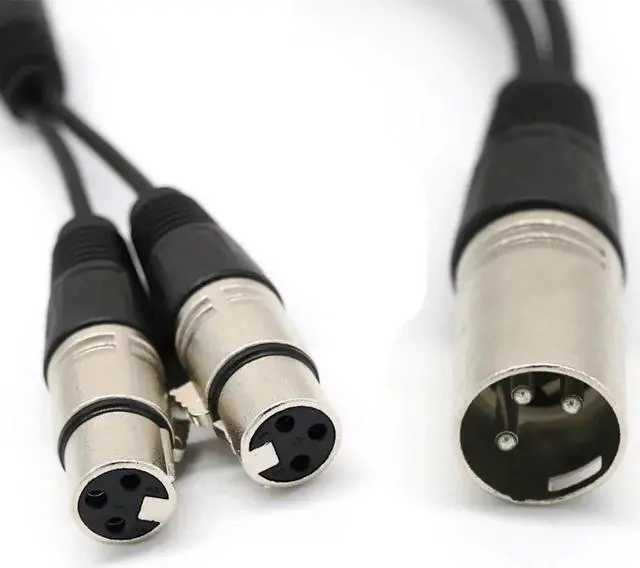 Alt view image 2 of 6 - 1Pcs Black Cannon XLR Y Cable 1 Male to Dual Female Splitter Zinc Alloy Oxygen Free Copper PVC 0.3m Audio Video Cables Adapter