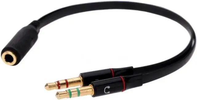 1Pcs Top Deals Black 3.5mm Y Splitter 2 Jack Male to 1 Female Headphone Mic Audio Adapter DI3K