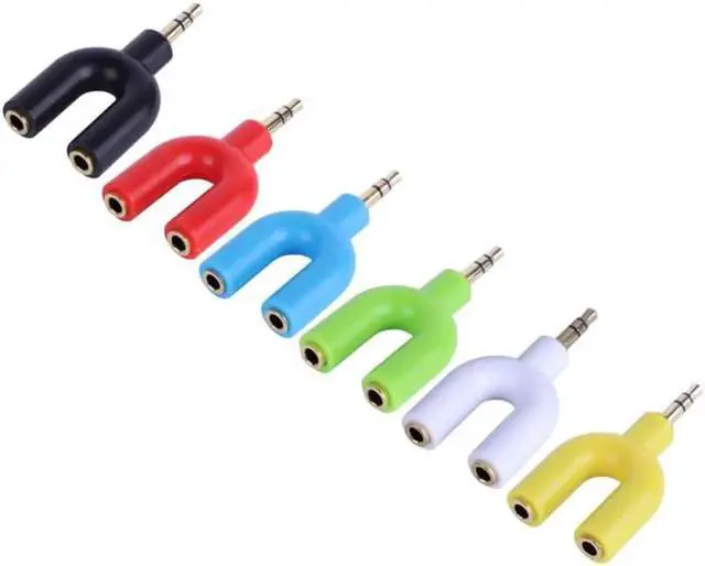 Alt view image 2 of 6 - 1Pcs 3.5mm Stereo Headphone Adapter Headphone Splitter One Split Into Two U Adapter Plug for PC MP3 MP4 Smartphone Player Audio Cable