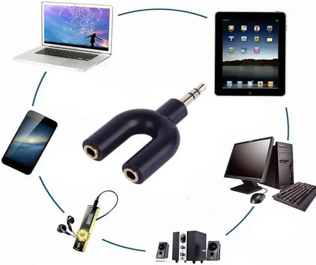 Alt view image 4 of 6 - 1Pcs 3.5mm Stereo Headphone Adapter Headphone Splitter One Split Into Two U Adapter Plug for PC MP3 MP4 Smartphone Player Audio Cable