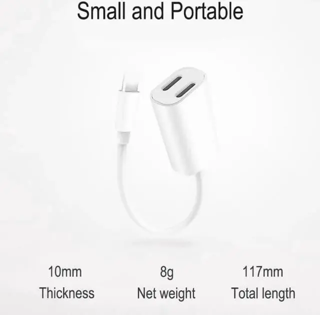 Alt view image 4 of 6 - 1Pcs Audio Charging Adapter For iPhone X 8 7 Plus Dual Splitters 2 in 1 8pin Female Earphone Cable Adapter For Apple Devices