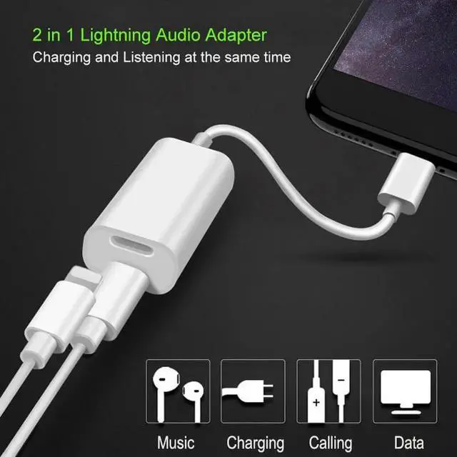 Main image of 1Pcs Audio Charging Adapter For iPhone X 8 7 Plus Dual Splitters 2 in 1 8pin Female Earphone Cable Adapter For Apple Devices