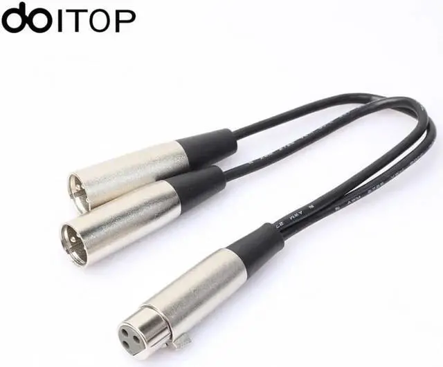 Main image of 1Pcs DOITOP 3 Pin XLR Female Jack To 2 Male XLR Plug Y Splitter Cable XLR Microphone Adapter Cord Audio Cables 30cm for Microphone