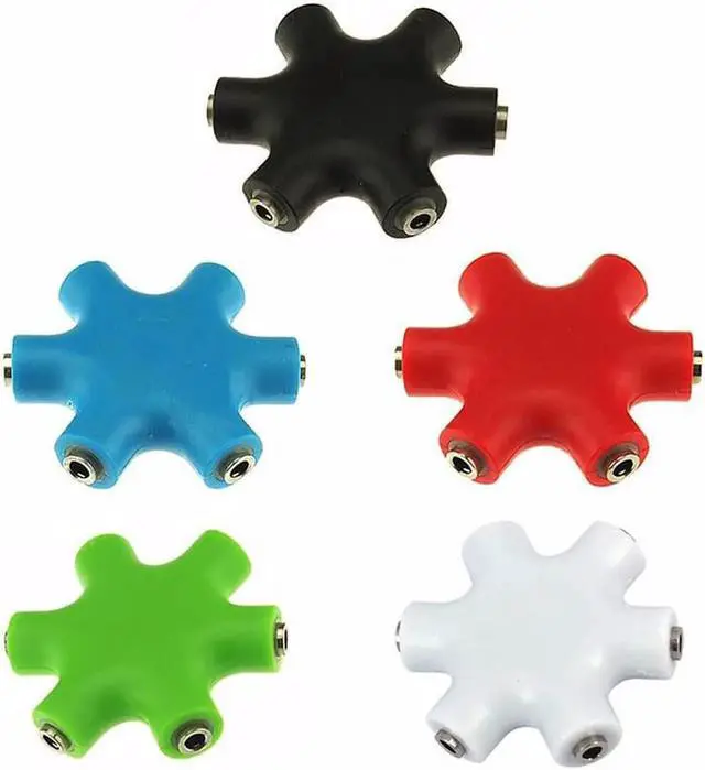 Alt view image 4 of 6 - 1Pcs 3.5mm Jack 6 Way Multi Port Hub Aux Headphone Splitter Useful Audio Cable Adapter Converter Earphone Accessory