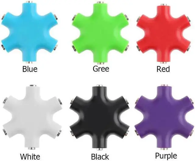 Alt view image 3 of 6 - 1Pcs Colorful 3.5mm Jack 6 Way Multi Port Hub Aux Headphone Splitter Audio Cable Adapter Converter Earphone Accessory