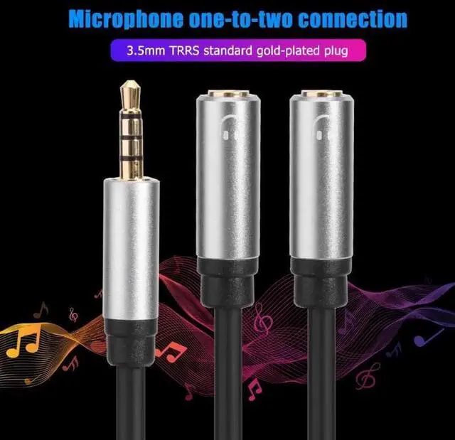 Alt view image 2 of 6 - 1Pcs 3.5mm Jack Headphone and Mic Audio Splitter Oxygen free Copper Wire Core PVC Outer Skin Gold Plated Aux Extension Adapter Cable