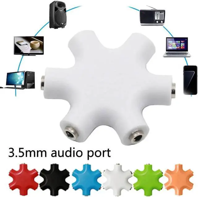 Alt view image 6 of 6 - 1Pcs 3.5mm Jack 6 Way Multi Port Hub Aux Headphone Splitter Useful Audio Cable Adapter Converter Earphone Accessory