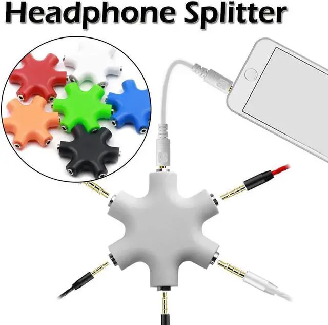 Alt view image 5 of 6 - 1Pcs 3.5mm Jack 6 Way Multi Port Hub Aux Headphone Splitter Useful Audio Cable Adapter Converter Earphone Accessory