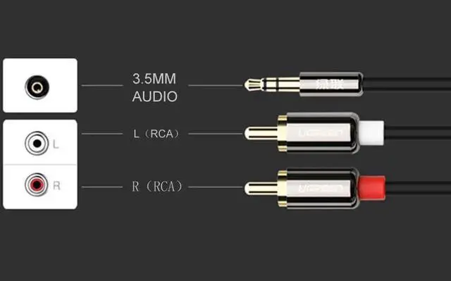 Alt view image 3 of 5 - 1Pcs Rondaful 3.5mm Jack to 2 RCA Audio Cable Adapter AUX Splitter Cable for Home Theater DVD VCD MP3 Computer