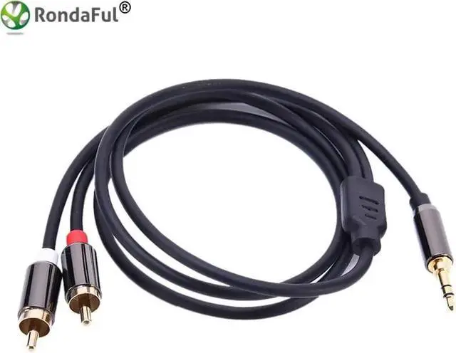 Main image of 1Pcs Rondaful 3.5mm Jack to 2 RCA Audio Cable Adapter AUX Splitter Cable for Home Theater DVD VCD MP3 Computer