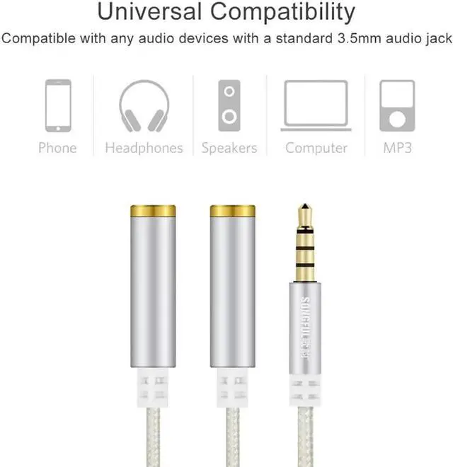 Alt view image 4 of 6 - 1Pcs Couple Sharing Music Headphone Splitter Aux Cable Male to Female 1 to 2 Jack 3.5mm TPE Adapter for iPhone Samsung Tablet