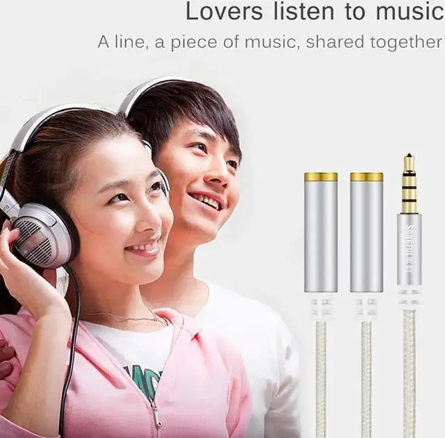Alt view image 5 of 6 - 1Pcs Couple Sharing Music Headphone Splitter Aux Cable Male to Female 1 to 2 Jack 3.5mm TPE Adapter for iPhone Samsung Tablet