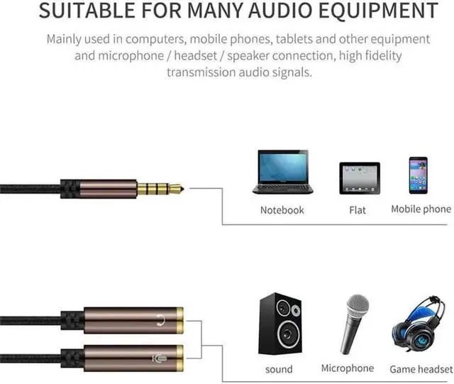 Alt view image 2 of 6 - 1Pcs Ouhaobin Headset Adapter Y Splitter 3.5mm Jack Cable With Separate Mic+Audio Headphone Connector Mutual Convertors