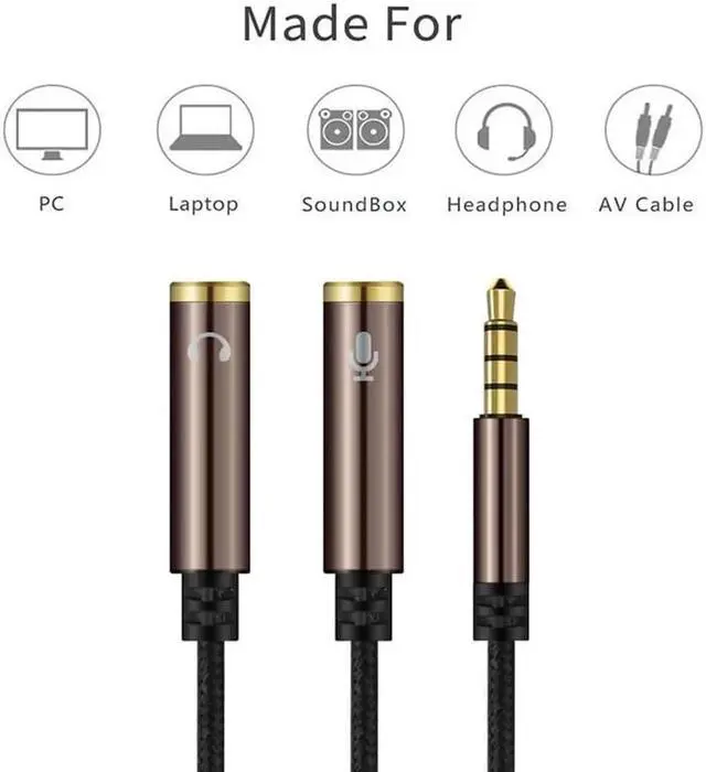 Alt view image 5 of 6 - 1Pcs Ouhaobin Headset Adapter Y Splitter 3.5mm Jack Cable With Separate Mic+Audio Headphone Connector Mutual Convertors