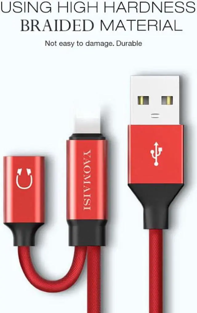 Alt view image 6 of 6 - 1Pcs 3 in 1 Charging Audio Cable For iPhone X 2.4A USB Cable Earphone Adapter Splitter For iPhone 7 8 Plus 1M Cord