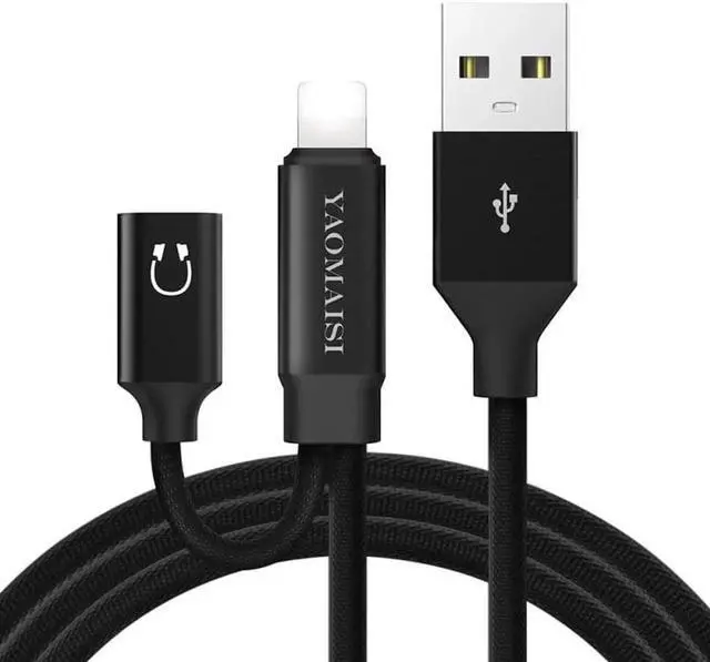 Main image of 1Pcs 3 in 1 Charging Audio Cable For iPhone X 2.4A USB Cable Earphone Adapter Splitter For iPhone 7 8 Plus 1M Cord