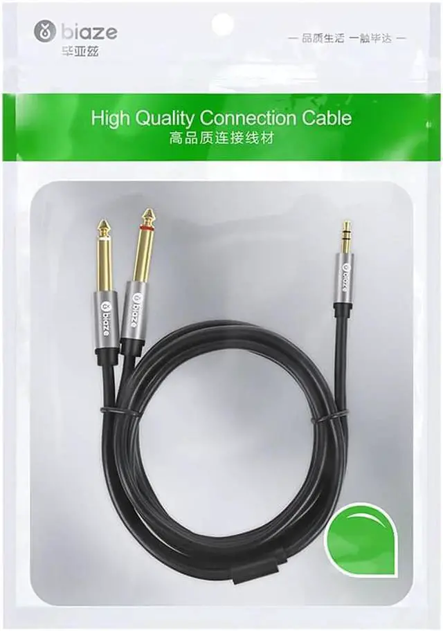 Alt view image 5 of 6 - 1Pcs Biaze HIFI Jack 3.5mm to 6.35mm Adapter Audio Cable for Mixer Amplifier Speaker Dual 6.5mm 3.5mm Jack Male Splitter AUX Cable