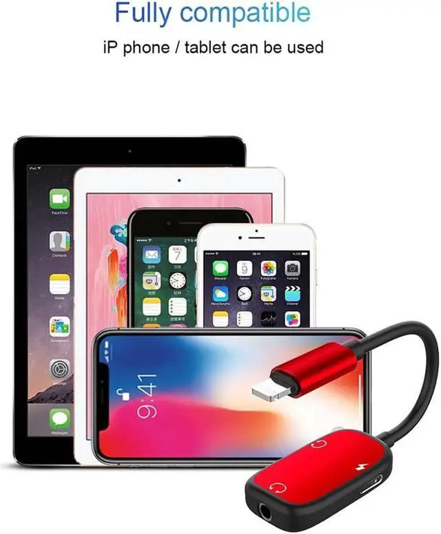 Alt view image 2 of 6 - 1Pcs 3 in 1 Audio Adapter charging Earphone Cable For iPhone XS X 7 8 plus Aux Jack headset For 8 Pin 3.5 mm To Headphone splitter