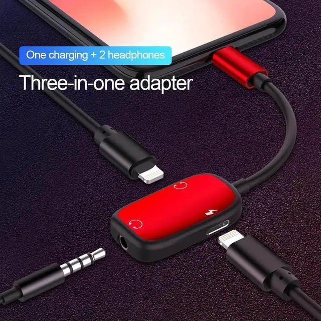 Alt view image 4 of 6 - 1Pcs 3 in 1 Audio Adapter charging Earphone Cable For iPhone XS X 7 8 plus Aux Jack headset For 8 Pin 3.5 mm To Headphone splitter
