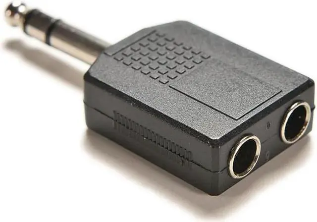 Main image of 1Pcs 1/4" Stereo Audio Jack Plug Adapter Single Male to Female 6.35mm Dual Mono Stereo Jack Headphone Microphone Y Splitter Converter