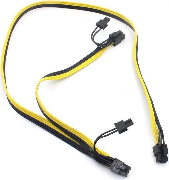 Alt view image 4 of 7 - 2 Pack 6 Pin Male to Dual 8 (6+2) Pin Male PCI Express Power Adapter Extension Cable for Graphics Card Module Line 18AWG 6P to Dual 8p Splitter Ribbon Cable