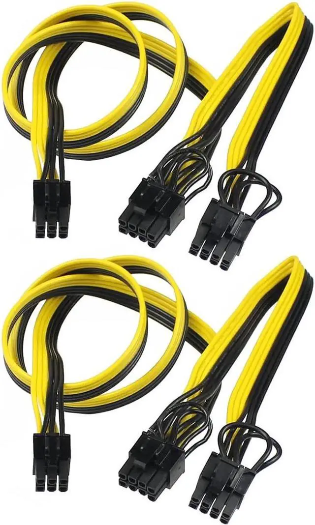 Main image of 2 Pack 6 Pin Male to Dual 8 (6+2) Pin Male PCI Express Power Adapter Extension Cable for Graphics Card Module Line 18AWG 6P to Dual 8p Splitter Ribbon Cable