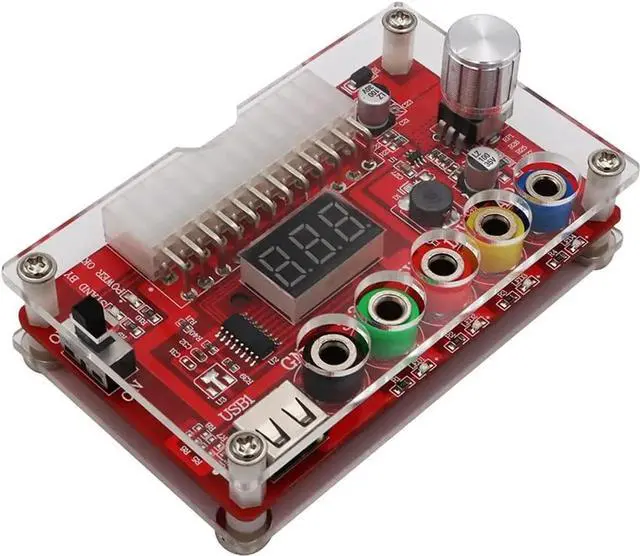 Alt view image 7 of 7 - 24 Pins ATX Power Supply Breakout Board and Acrylic Case Kit Module Adapter PC Power Connector Support 3.3V/5V/12V 1.8V-10.8V(ADJ) (1pcs)