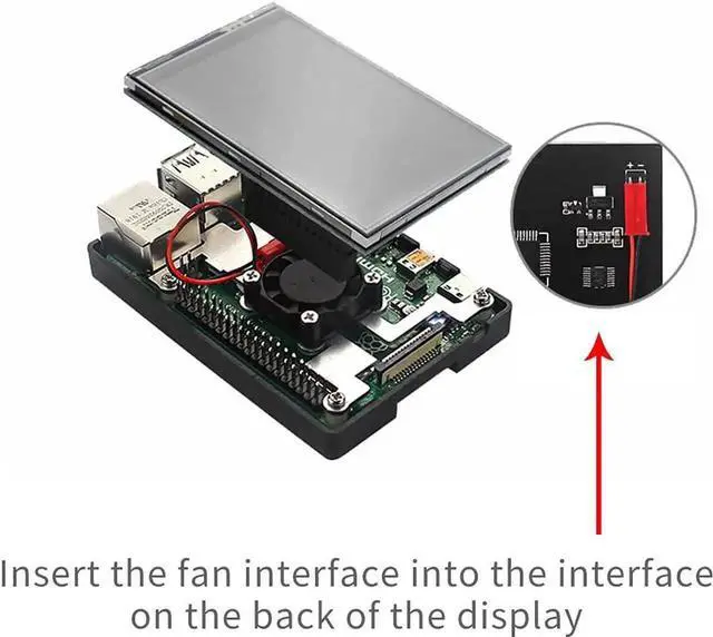 Alt view image 4 of 7 - 3.5 inch TFT LCD Touch Screen Display w/Fan Touch Pen Input Monitor Kit Compatible with HDMI Raspberry Pi 4B 3B 3B+ (with Case)