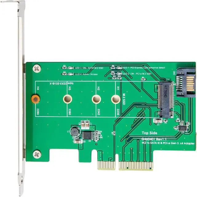 Alt view image 5 of 7 - M-Key M.2 to PCIe x4 SSD Adapter or M Key M2 to SATA Connector Converter SY-PEX50073, Green