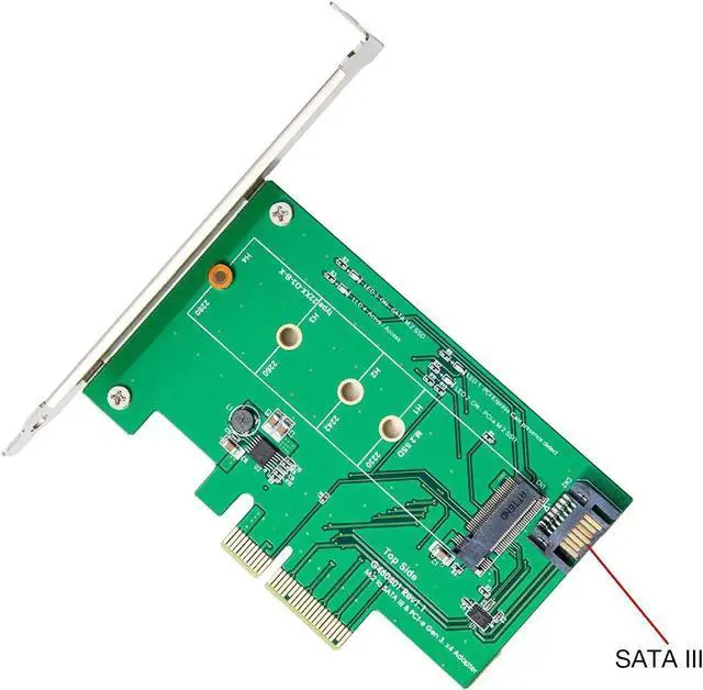 Alt view image 4 of 7 - M-Key M.2 to PCIe x4 SSD Adapter or M Key M2 to SATA Connector Converter SY-PEX50073, Green