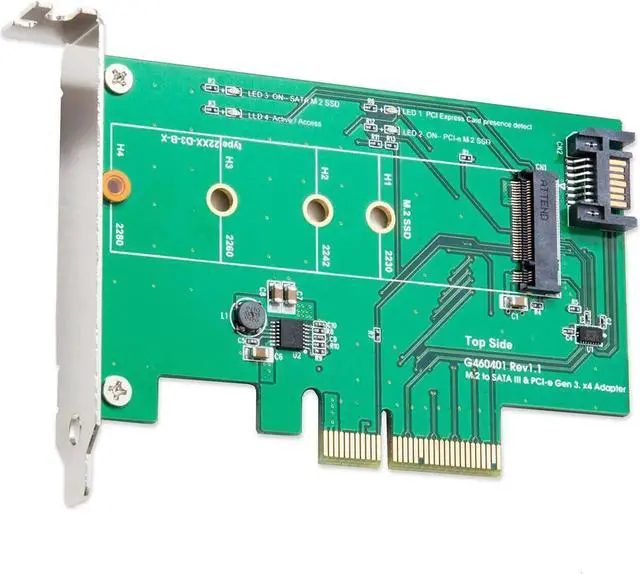 Alt view image 2 of 7 - M-Key M.2 to PCIe x4 SSD Adapter or M Key M2 to SATA Connector Converter SY-PEX50073, Green