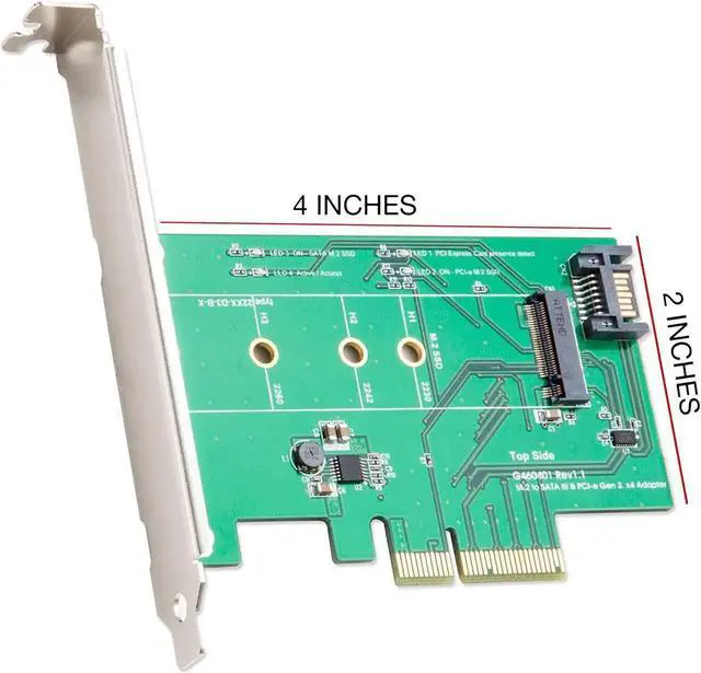 Alt view image 7 of 7 - M-Key M.2 to PCIe x4 SSD Adapter or M Key M2 to SATA Connector Converter SY-PEX50073, Green
